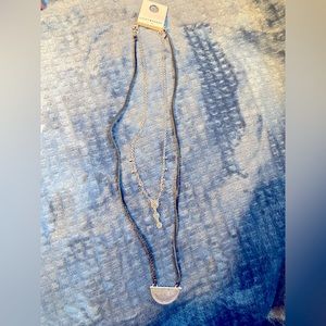 Lucky brand,new with tags, long leather and metal necklace, sparkly and boho